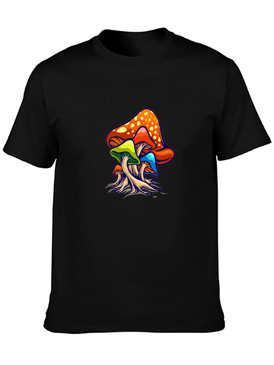 Psychedelic Mushroom Graphic Tee - Black Unisex T-Shirt