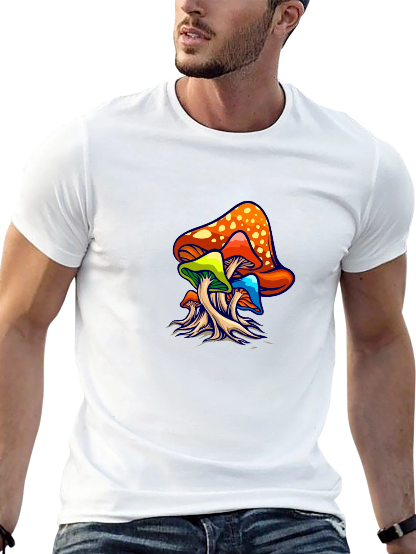 Psychedelic Mushroom Graphic Tee - Black Unisex T-Shirt