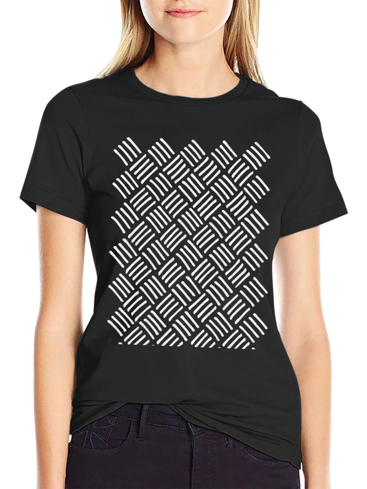 Abstract Woven Pattern Black T-Shirt