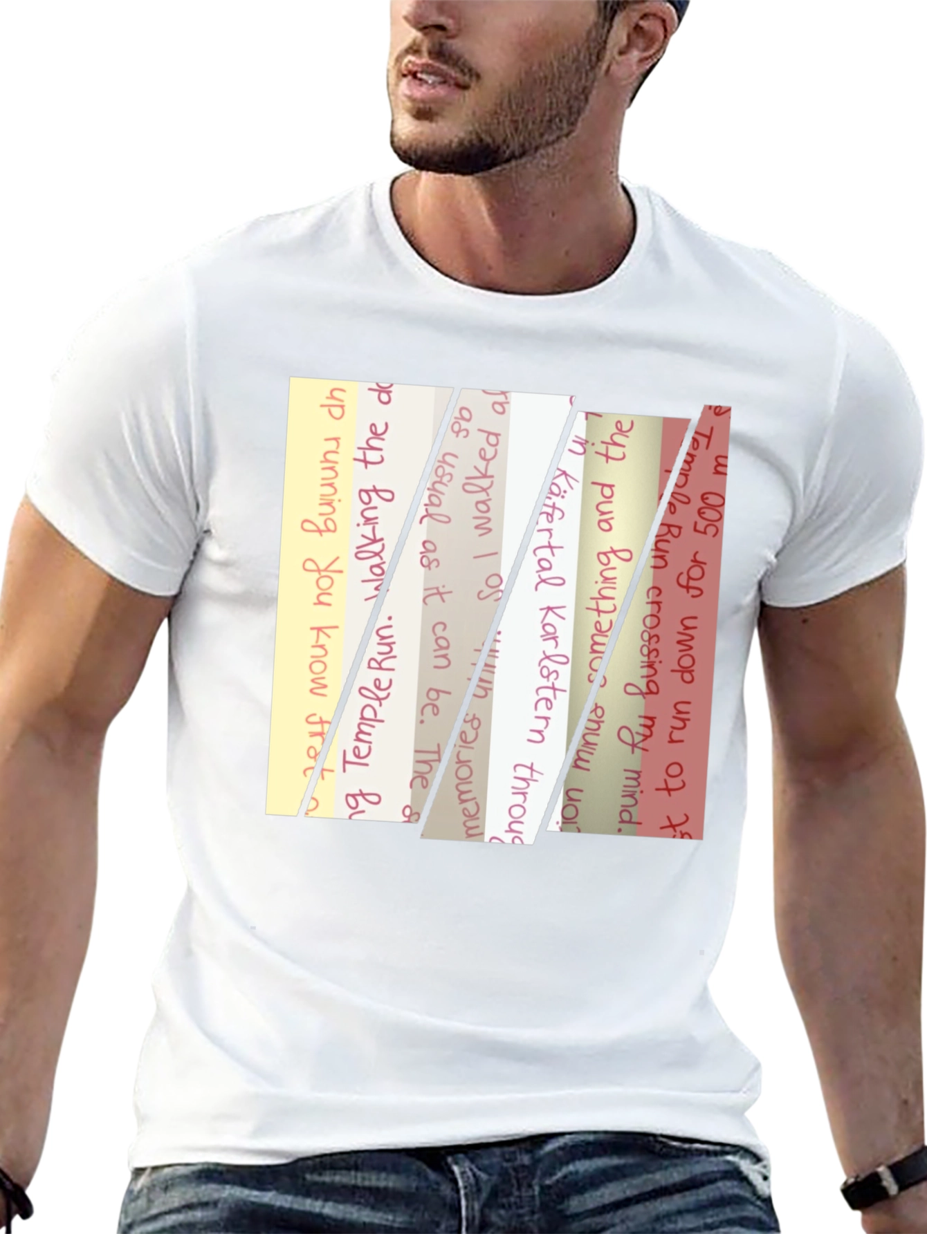 Text Stripe Print T-Shirt