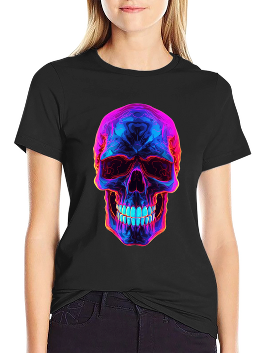 Neon Skull Graphic T-Shirt - Dark Style