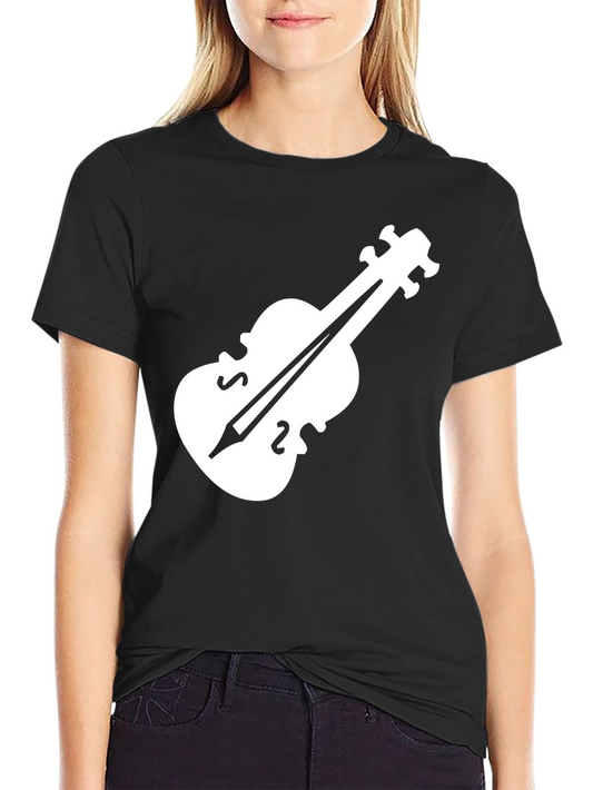 Violin Graphic Tee - Black Casual T-Shirt