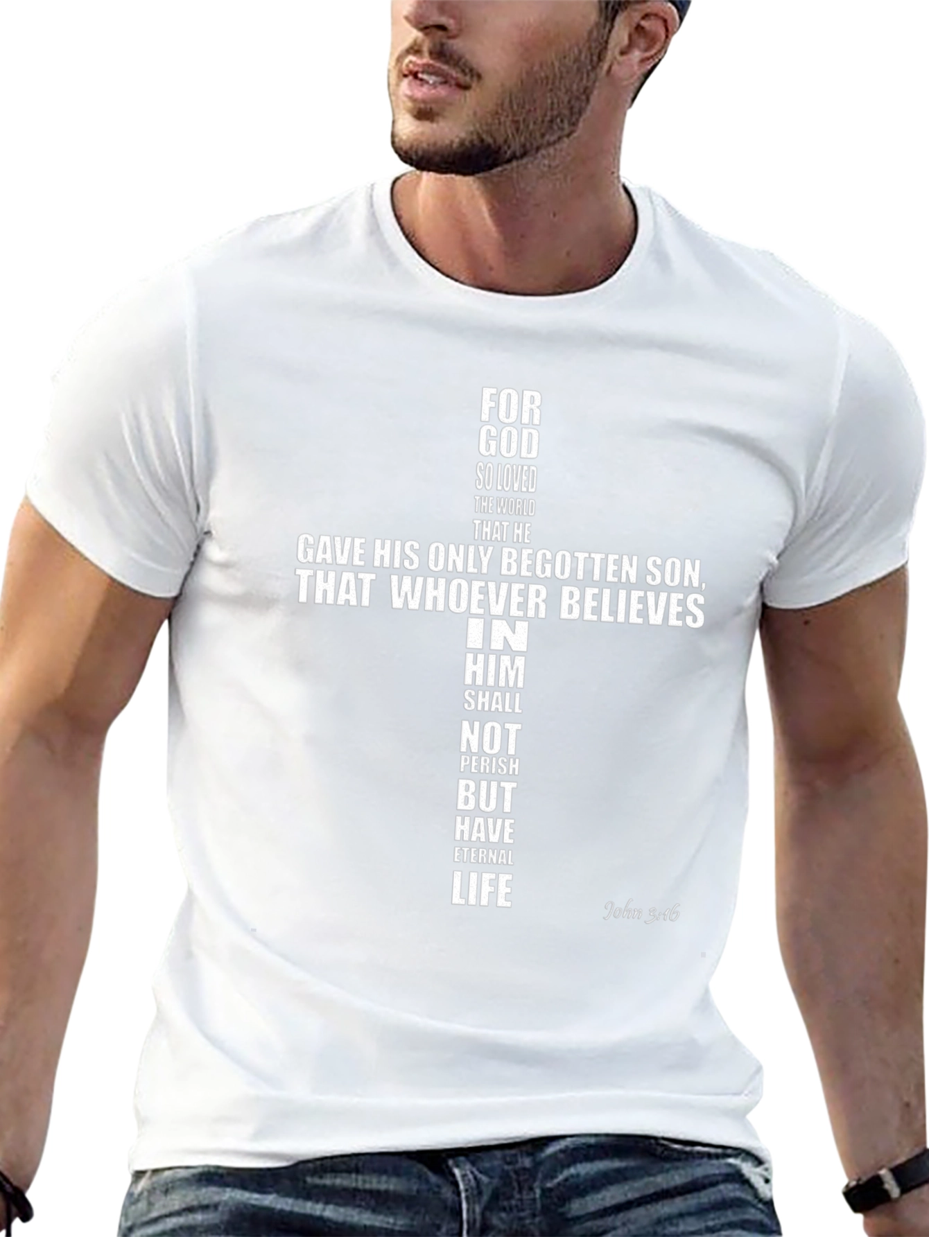 Faith-Based Graphic Tee - John 3:16 Cross Design