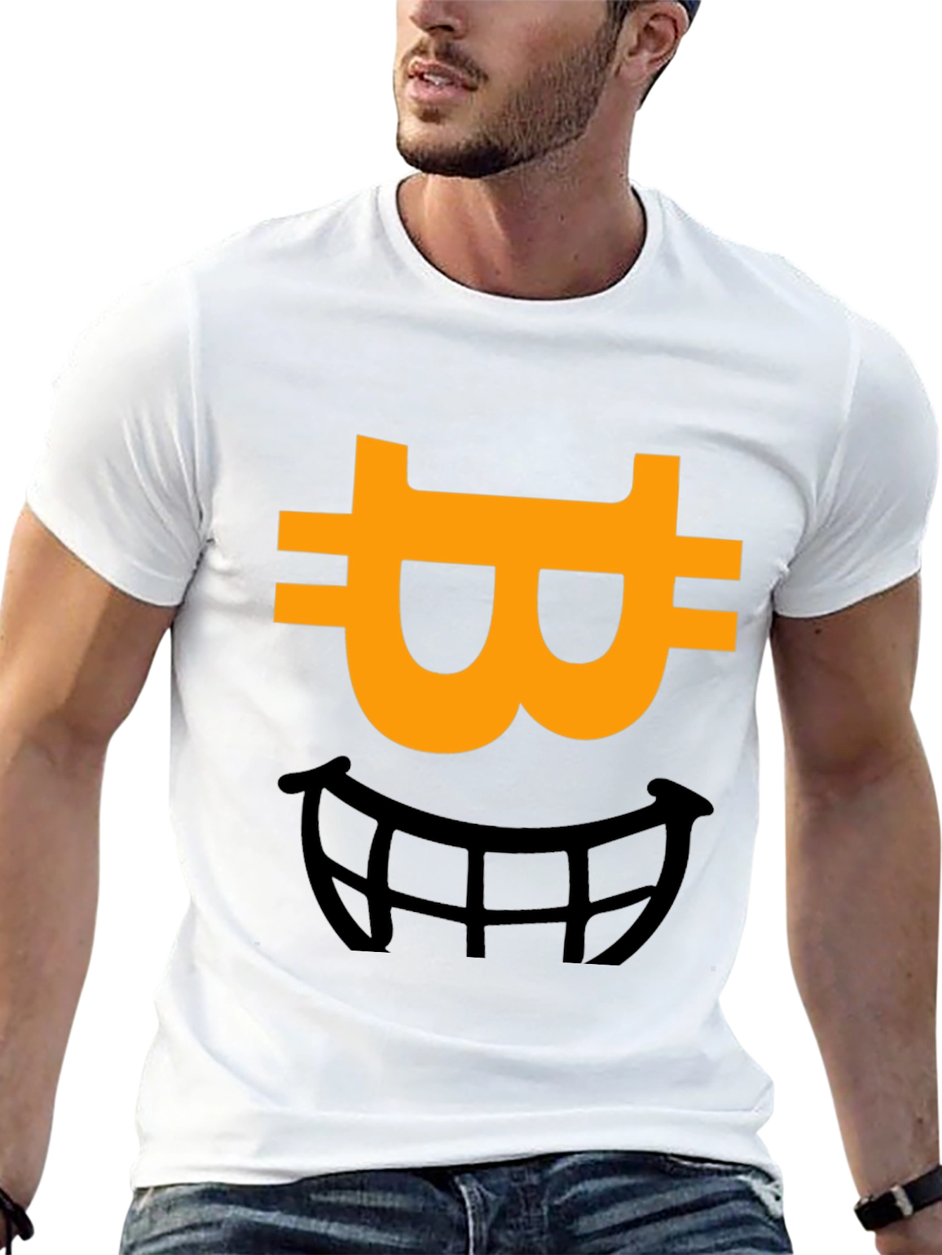 Bitcoin Smile Graphic Tee - Black Cotton Blend