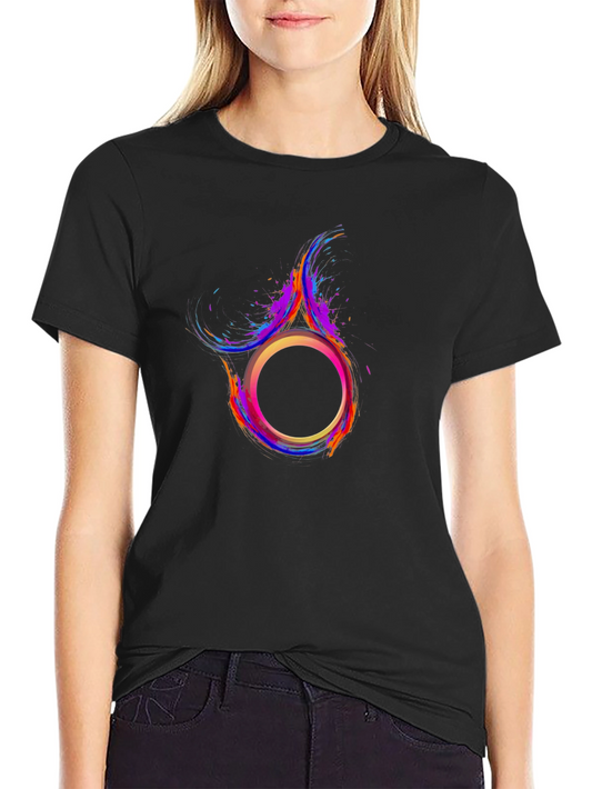 Abstract Colorful Circle Graphic Black T-Shirt