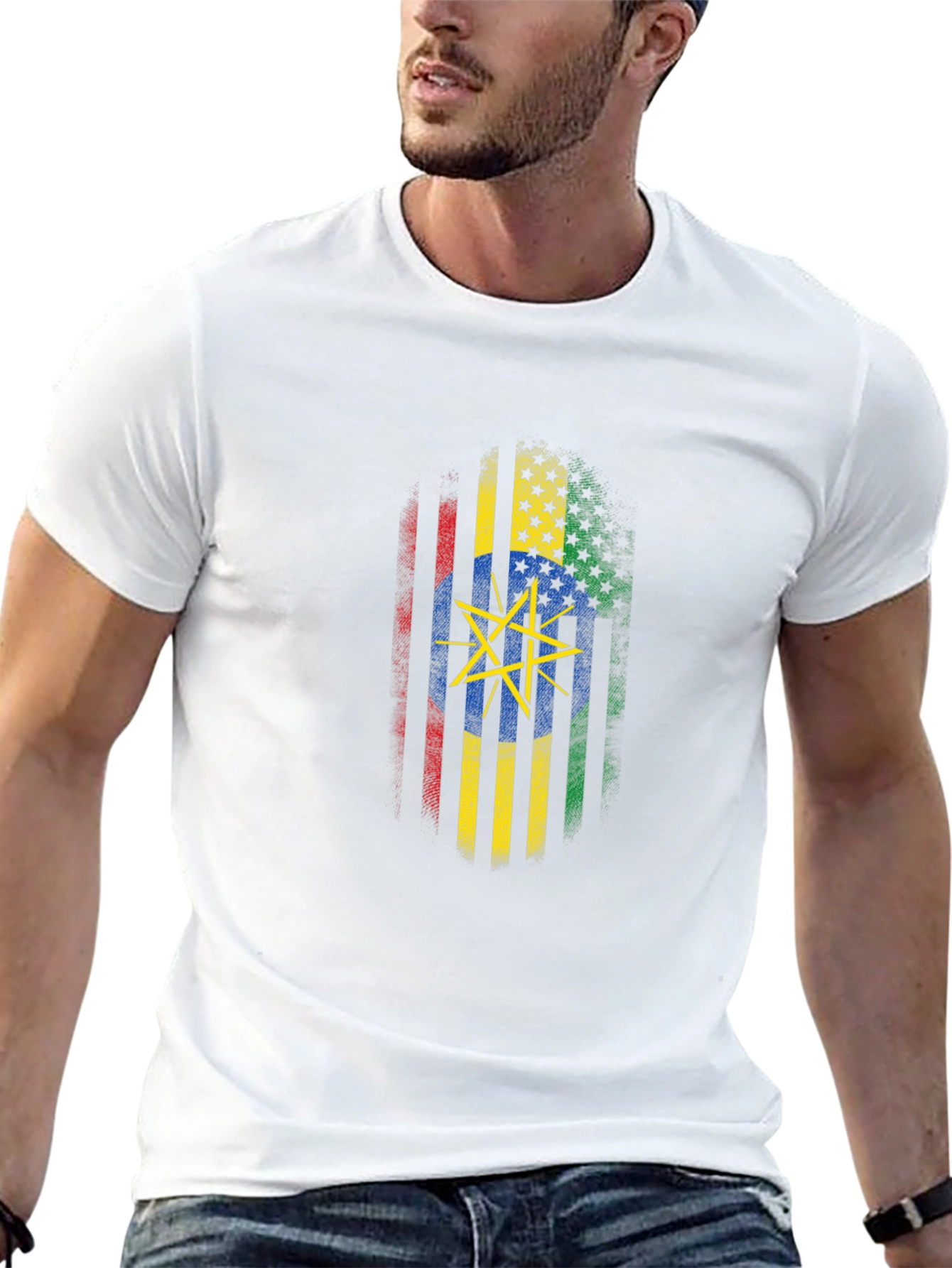 Ethiopian American Flag Graphic T-Shirt