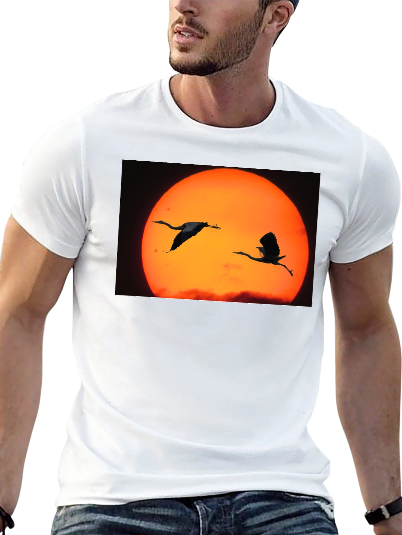 Sunset Birds Black T-Shirt