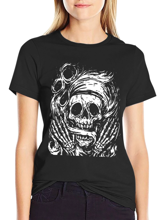 Skull Graphic Tee - Black Cotton T-Shirt
