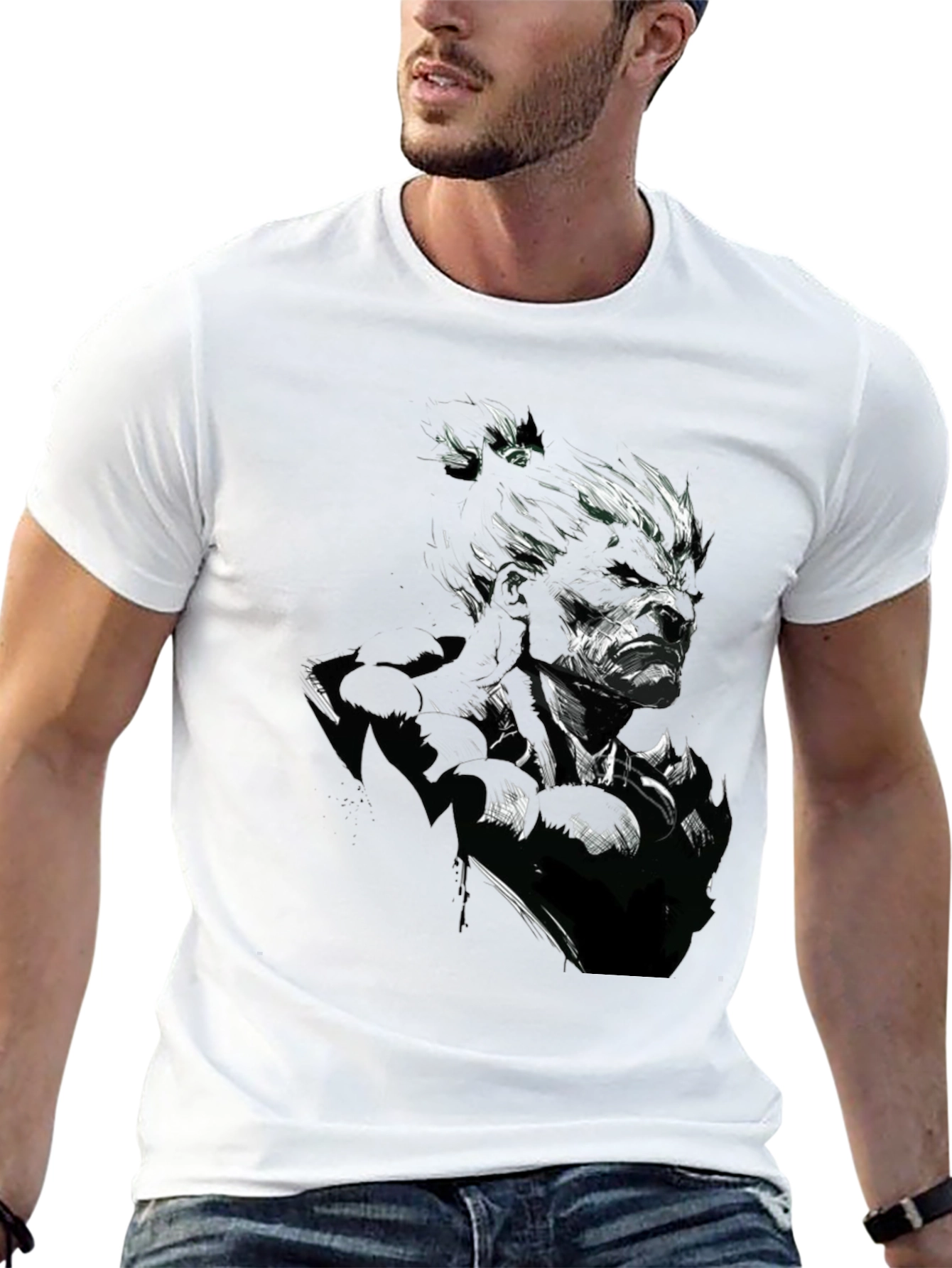 Graphic Print Black T-Shirt - Artistic Warrior Design