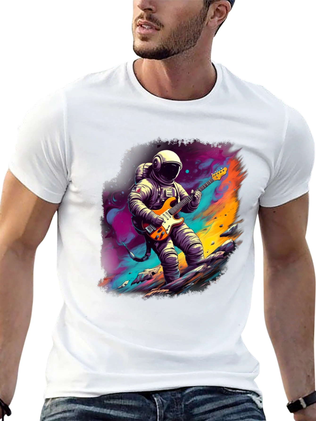 Astronaut Guitar Player Graphic T-Shirt