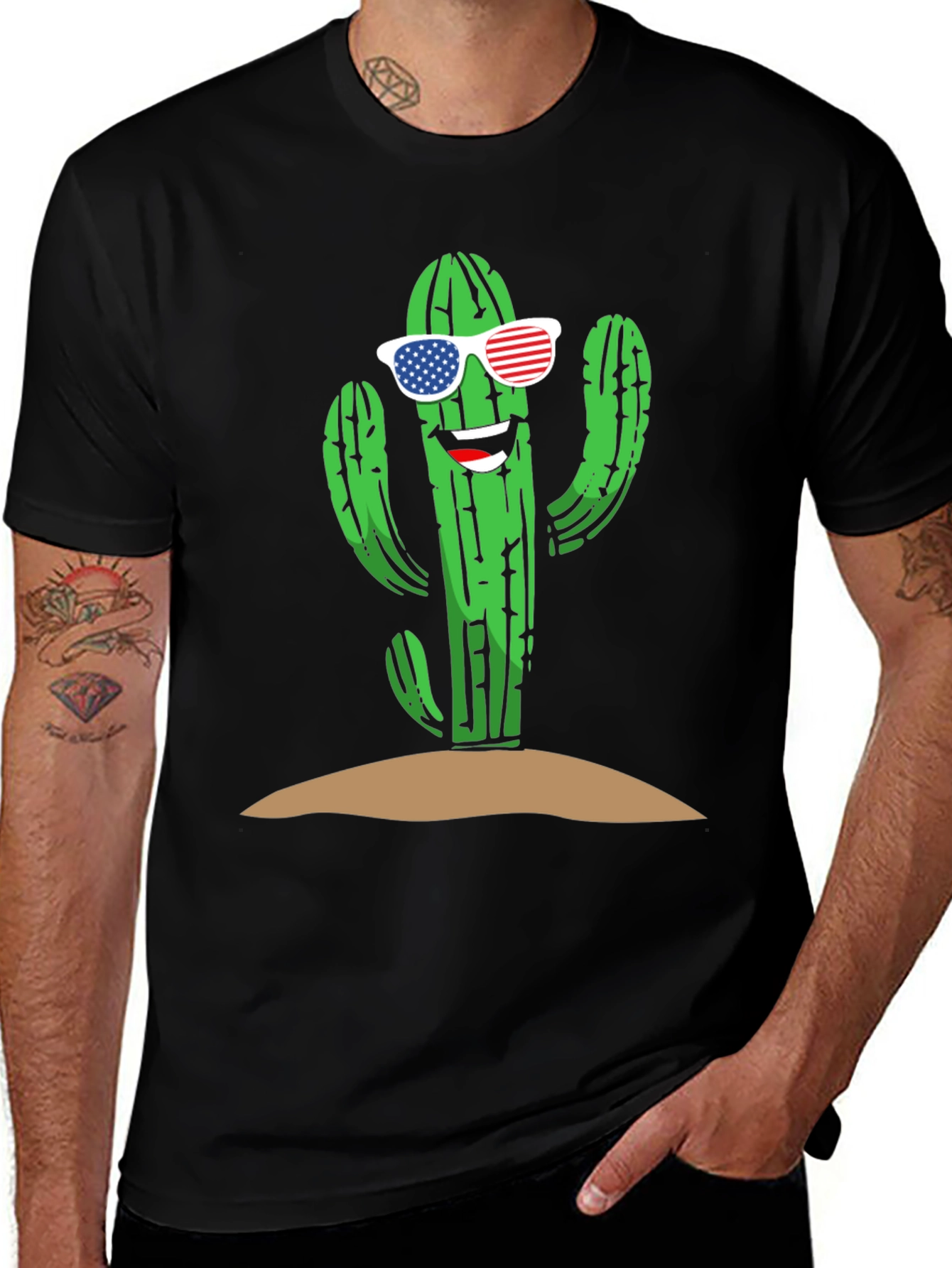 Cool Cactus USA Flag Sunglasses Tee