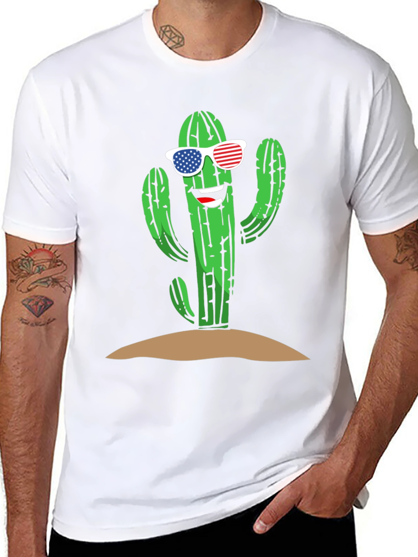 Cool Cactus USA Flag Sunglasses Tee