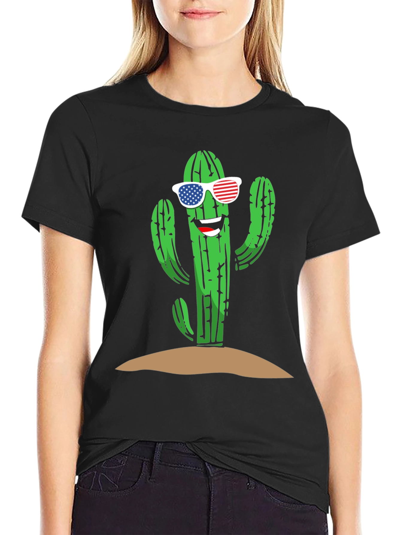 Cool Cactus USA Flag Sunglasses Tee