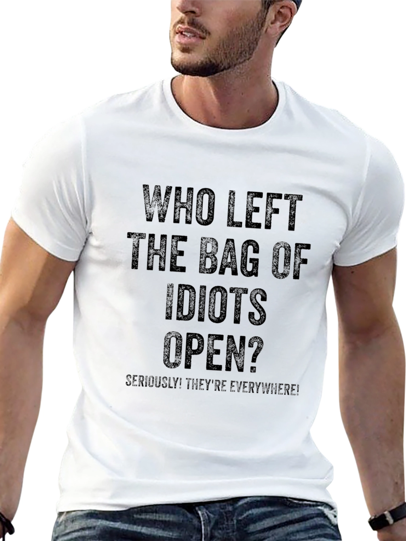 Who Left Idiots Open? Black Graphic T-Shirt