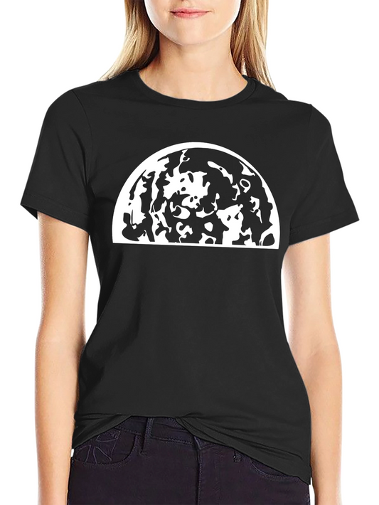 Abstract Moon Graphic Black T-Shirt