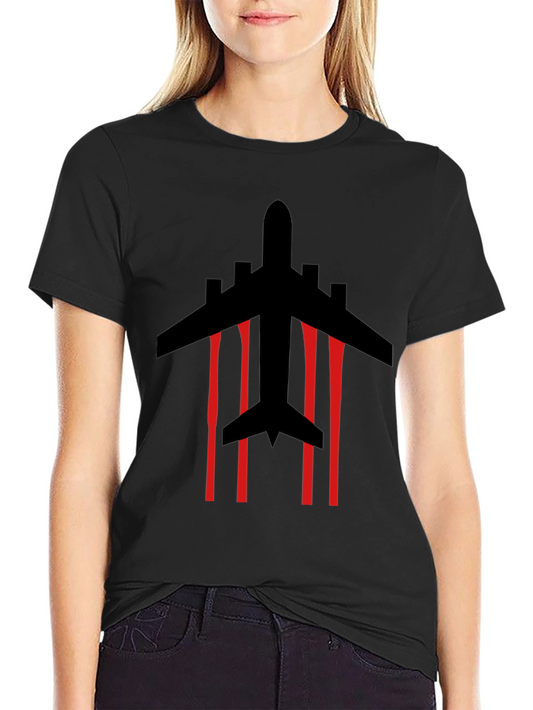 Jet Plane Silhouette Graphic Tee - Black