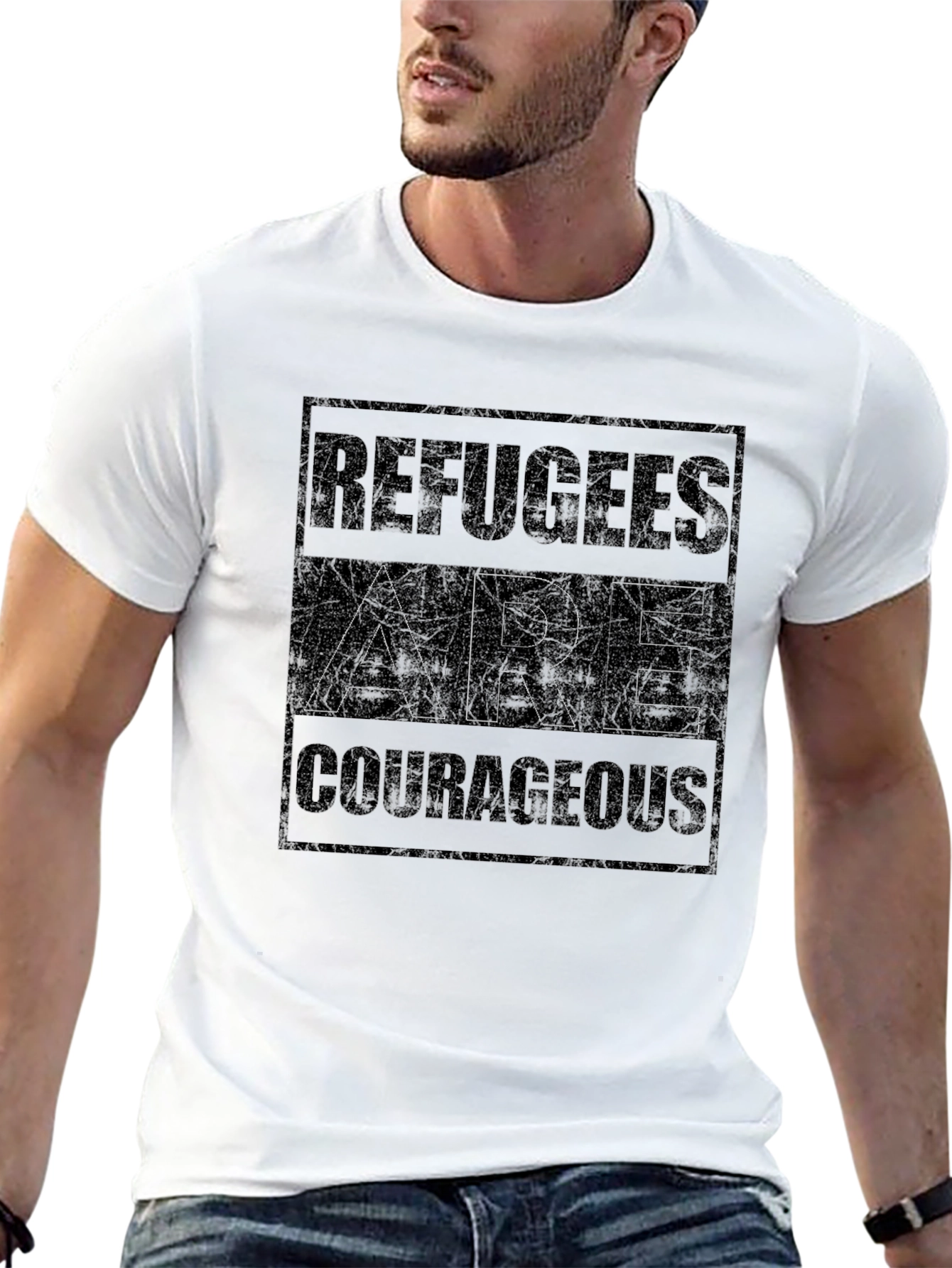 Refugees Are Courageous T-Shirt - Black Graphic Tee
