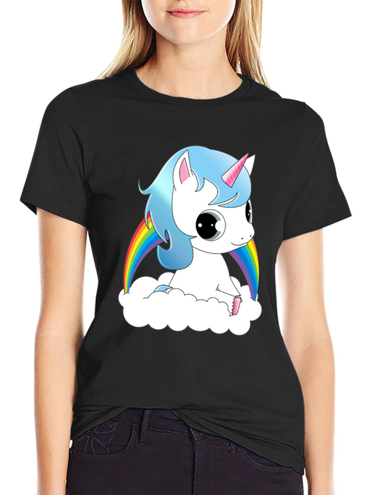 Unicorn Rainbow T-Shirt - Mens Black Cotton Tee