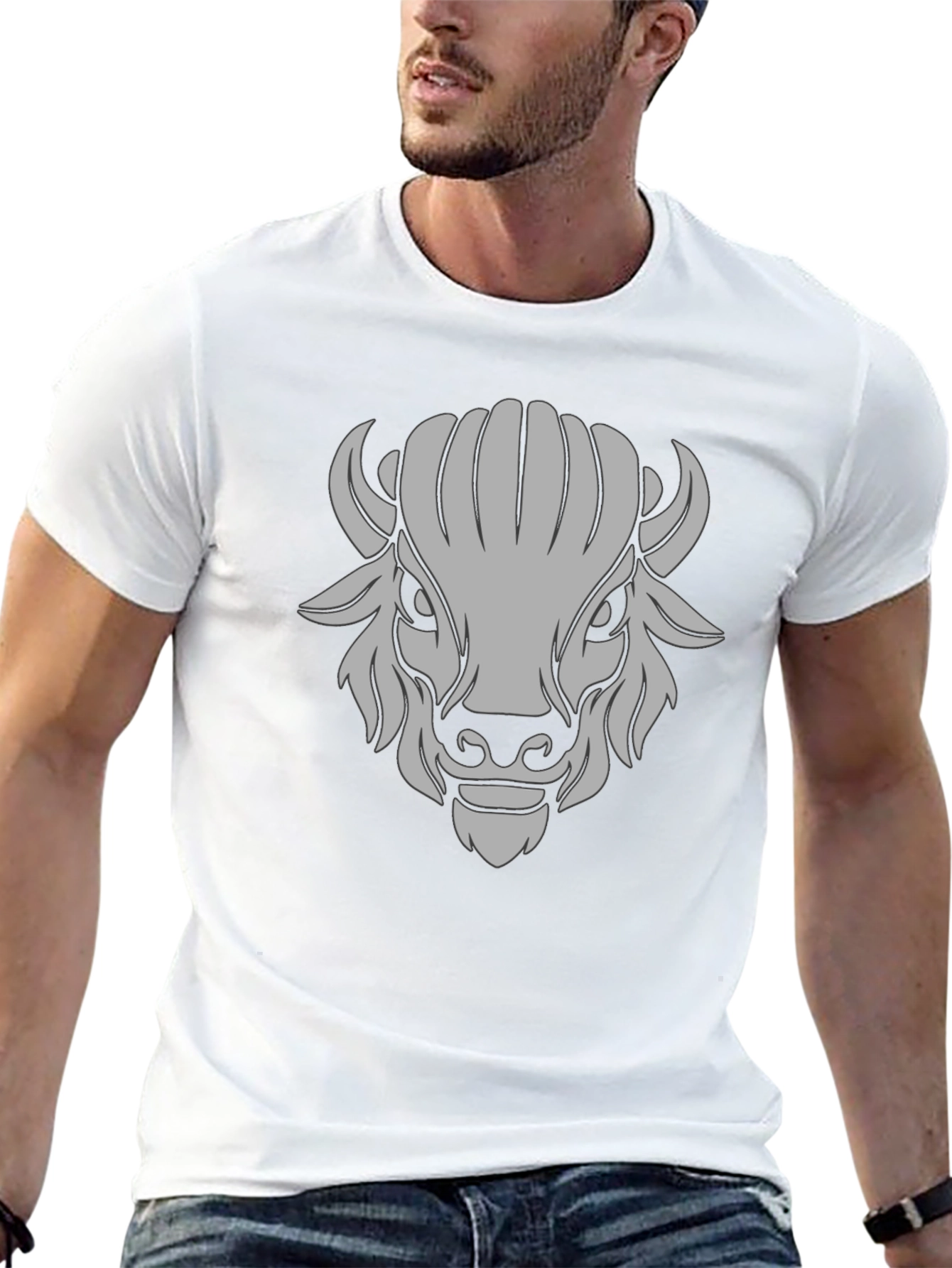 Buffalo Graphic Black T-Shirt - Bold Animal Design