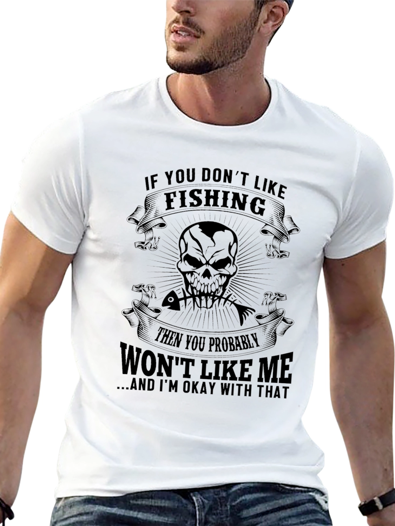 Fishing Skull Graphic T-Shirt