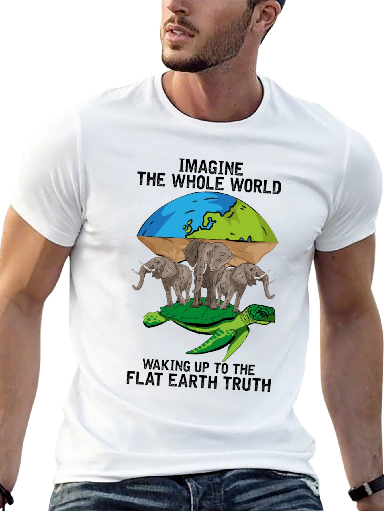 Flat Earth T-Shirt: Turtle Elephants World