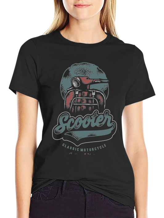 Vintage Scooter Graphic Tee - Classic Motorcycle Design