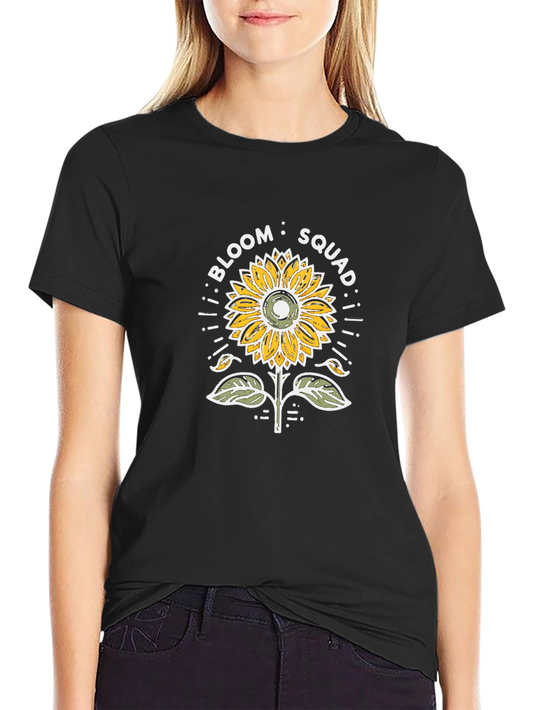 Bloom Squad Sunflower Graphic Tee - Black Cotton