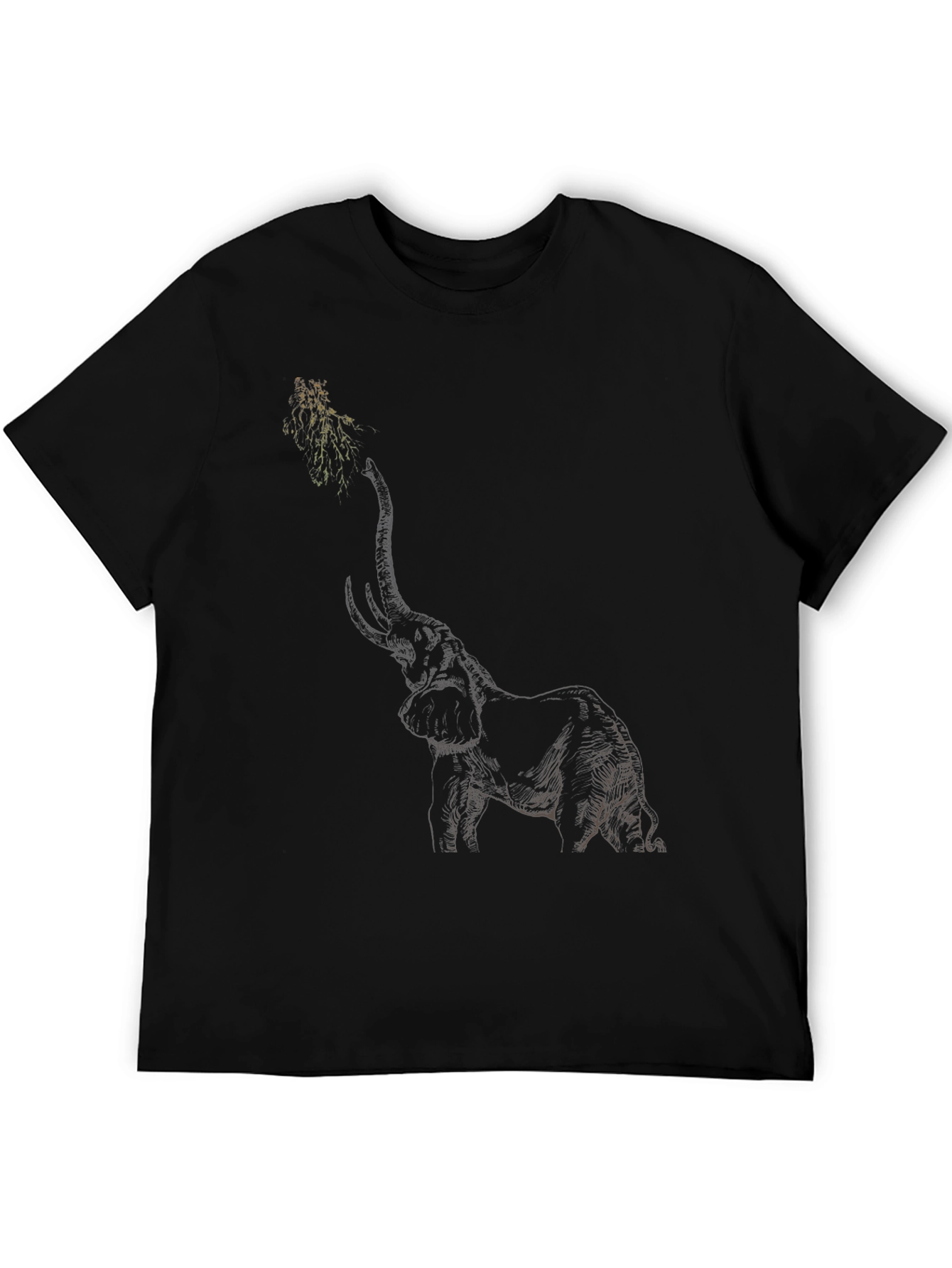 Elephant Sketch Black T-Shirt