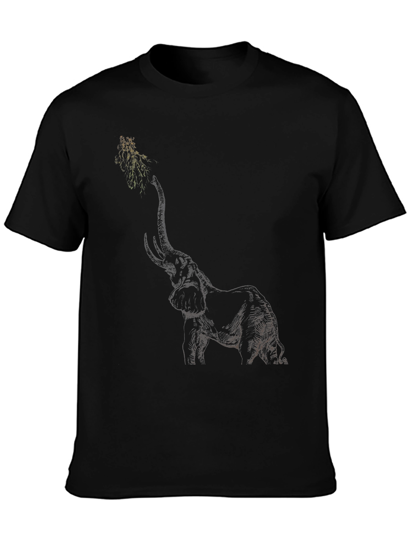 Elephant Sketch Black T-Shirt