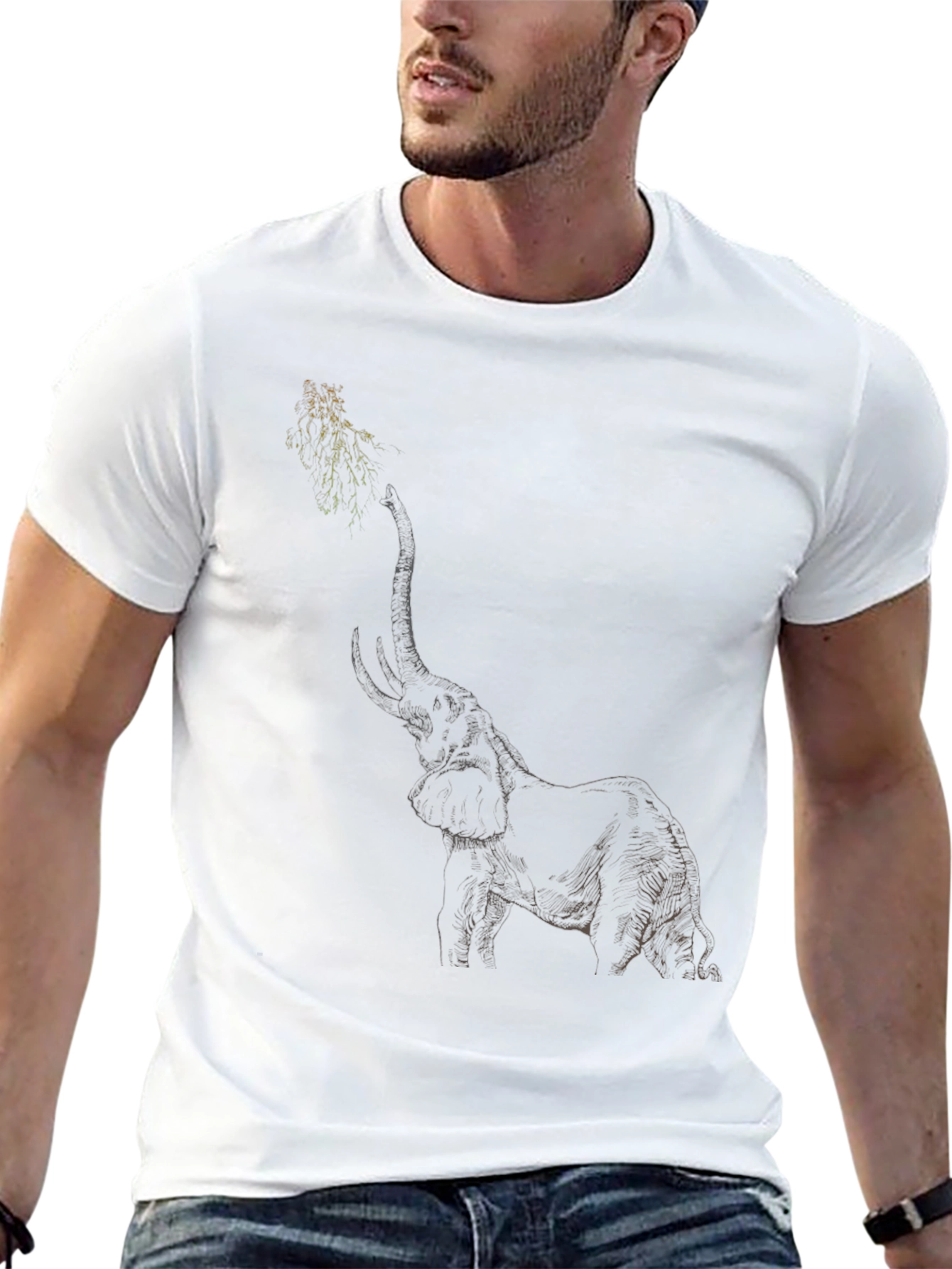 Elephant Sketch Black T-Shirt