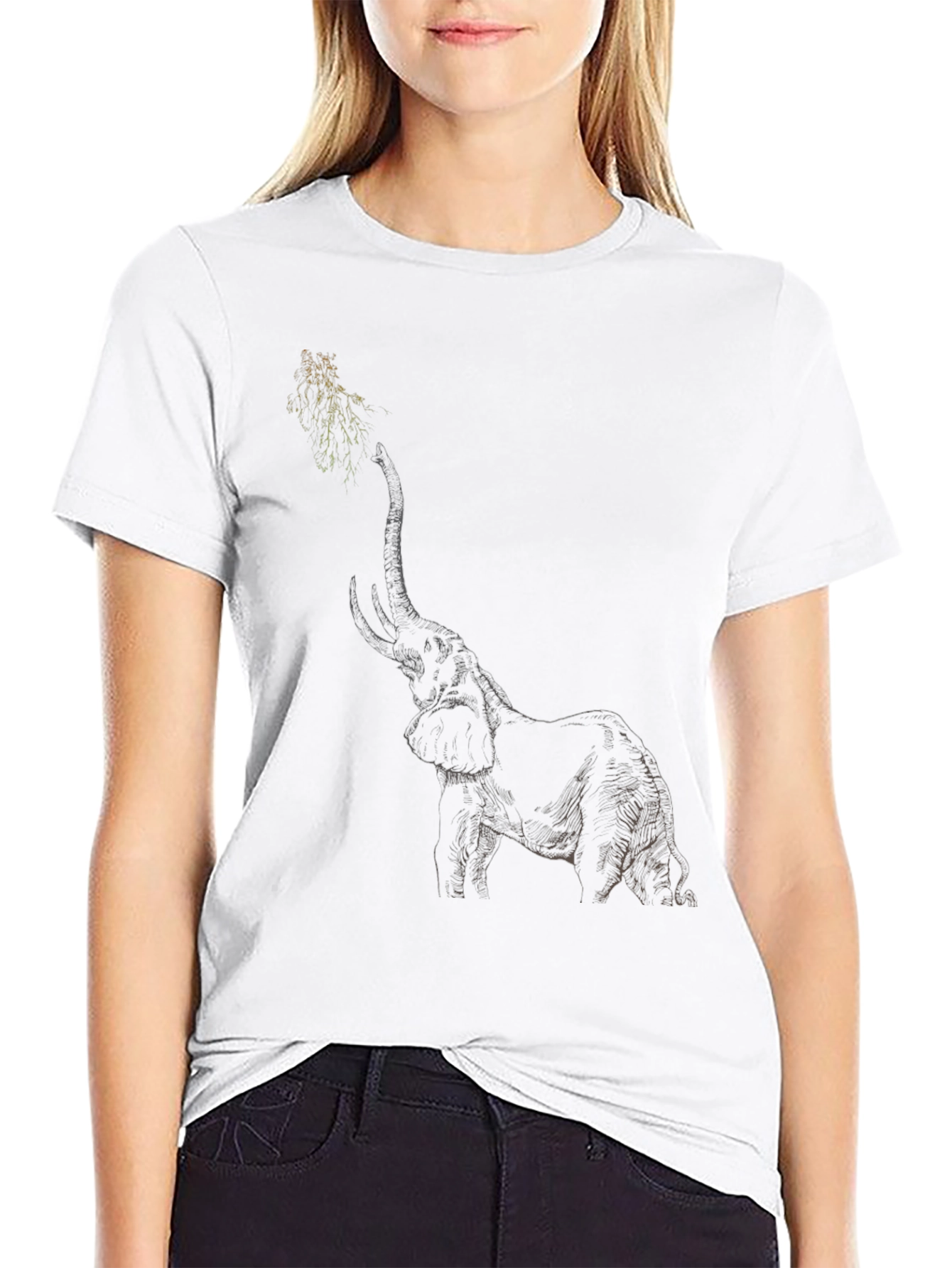 Elephant Sketch Black T-Shirt