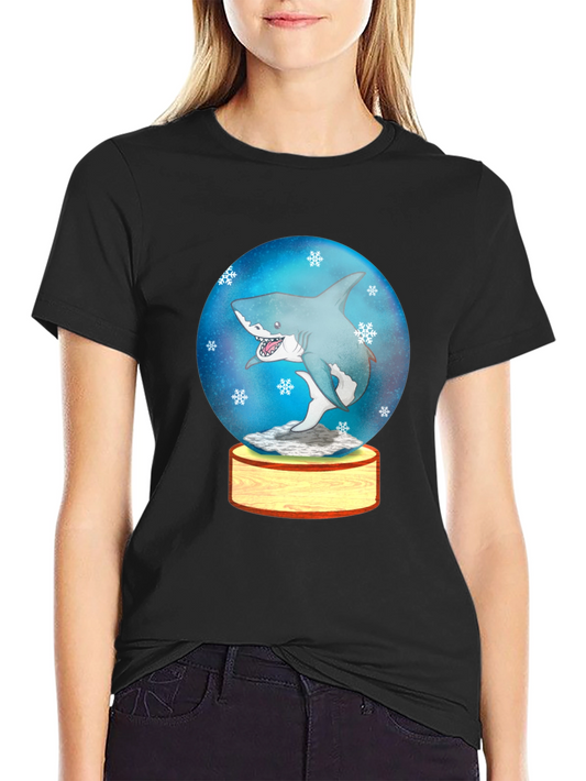 Shark Snow Globe Graphic Tee - Black