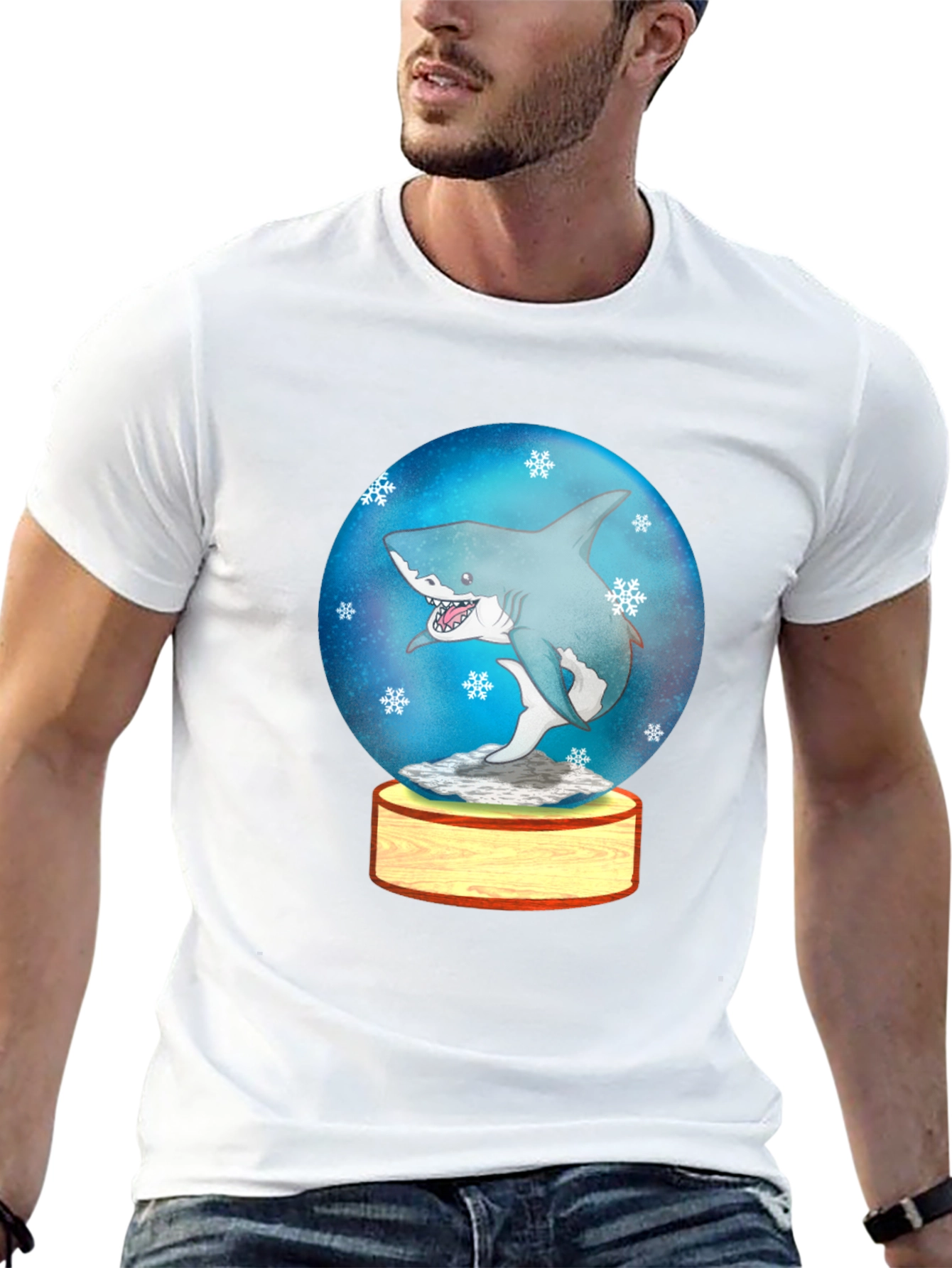 Shark Snow Globe Graphic Tee - Black