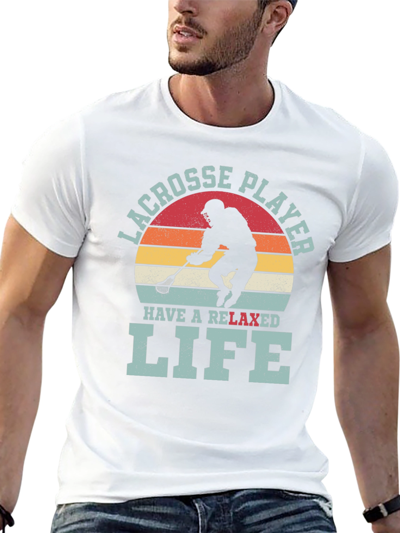 Lacrosse Player Relaxed Life Graphic T-Shirt