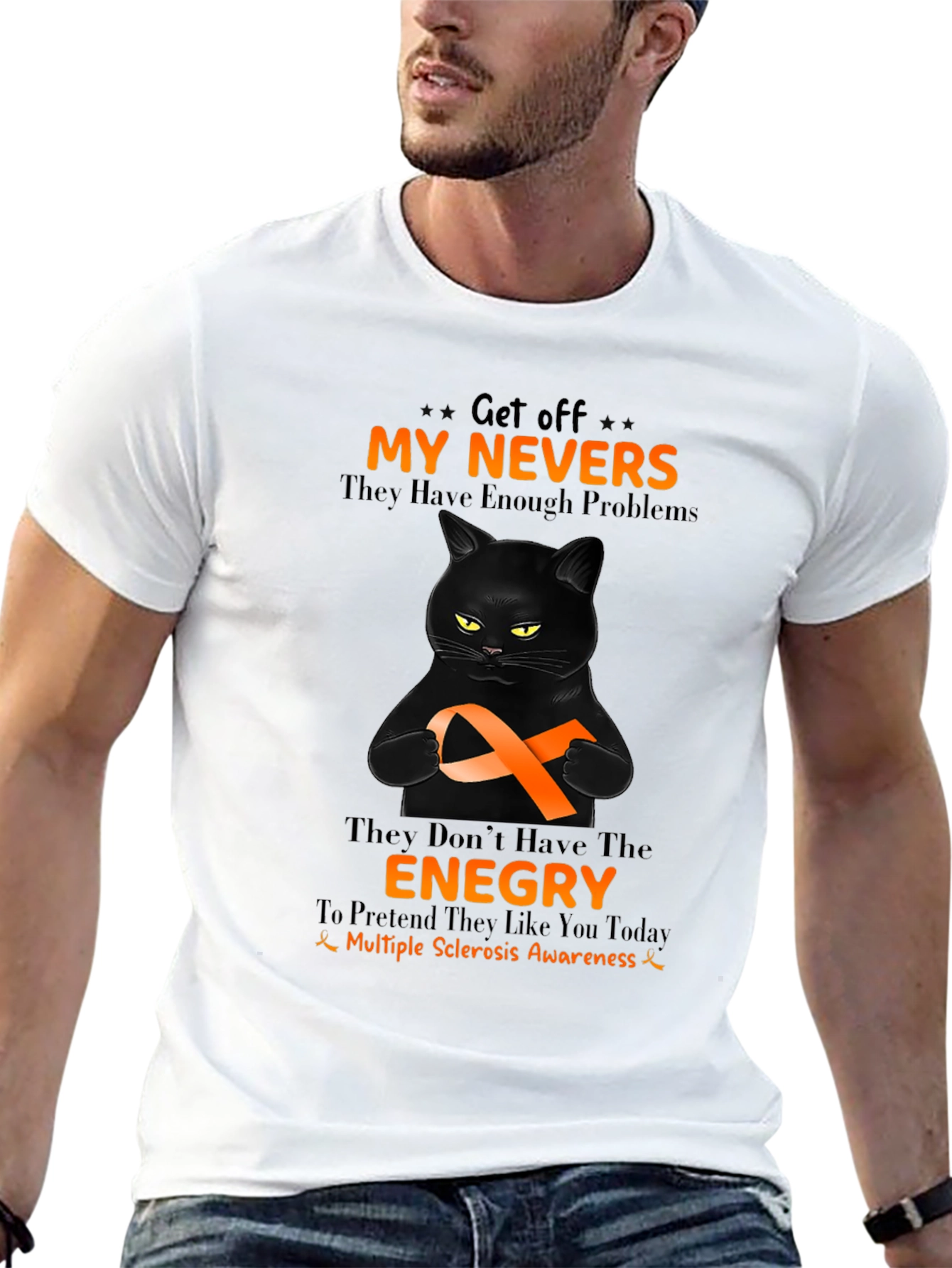 Multiple Sclerosis Awareness Black Cat T-Shirt