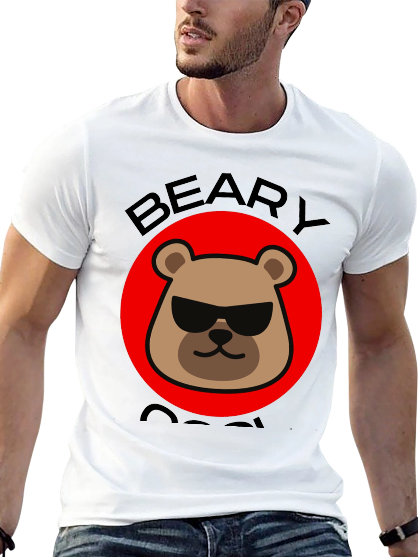 Beary Cool Graphic T-Shirt - Black Crew Neck Tee