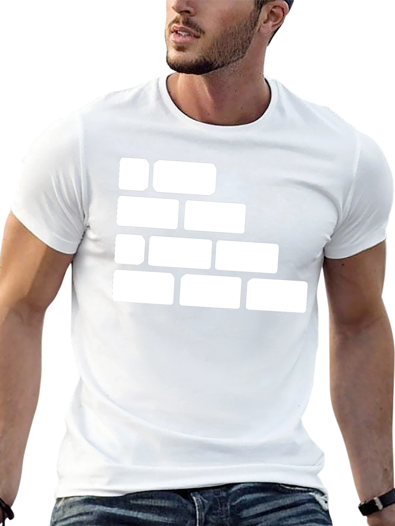 Brick Wall Graphic Tee - Black Cotton T-Shirt
