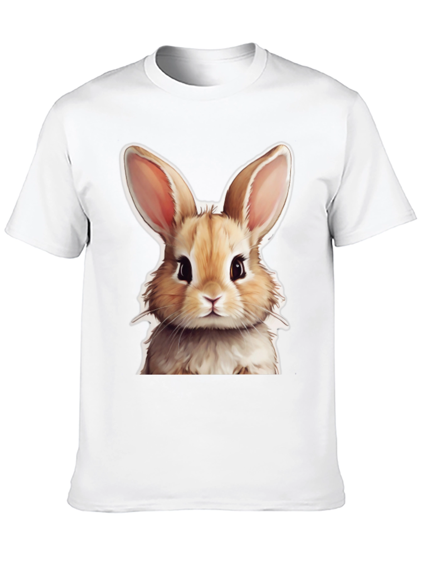 Cute Rabbit Graphic Tee - Black Cotton T-Shirt