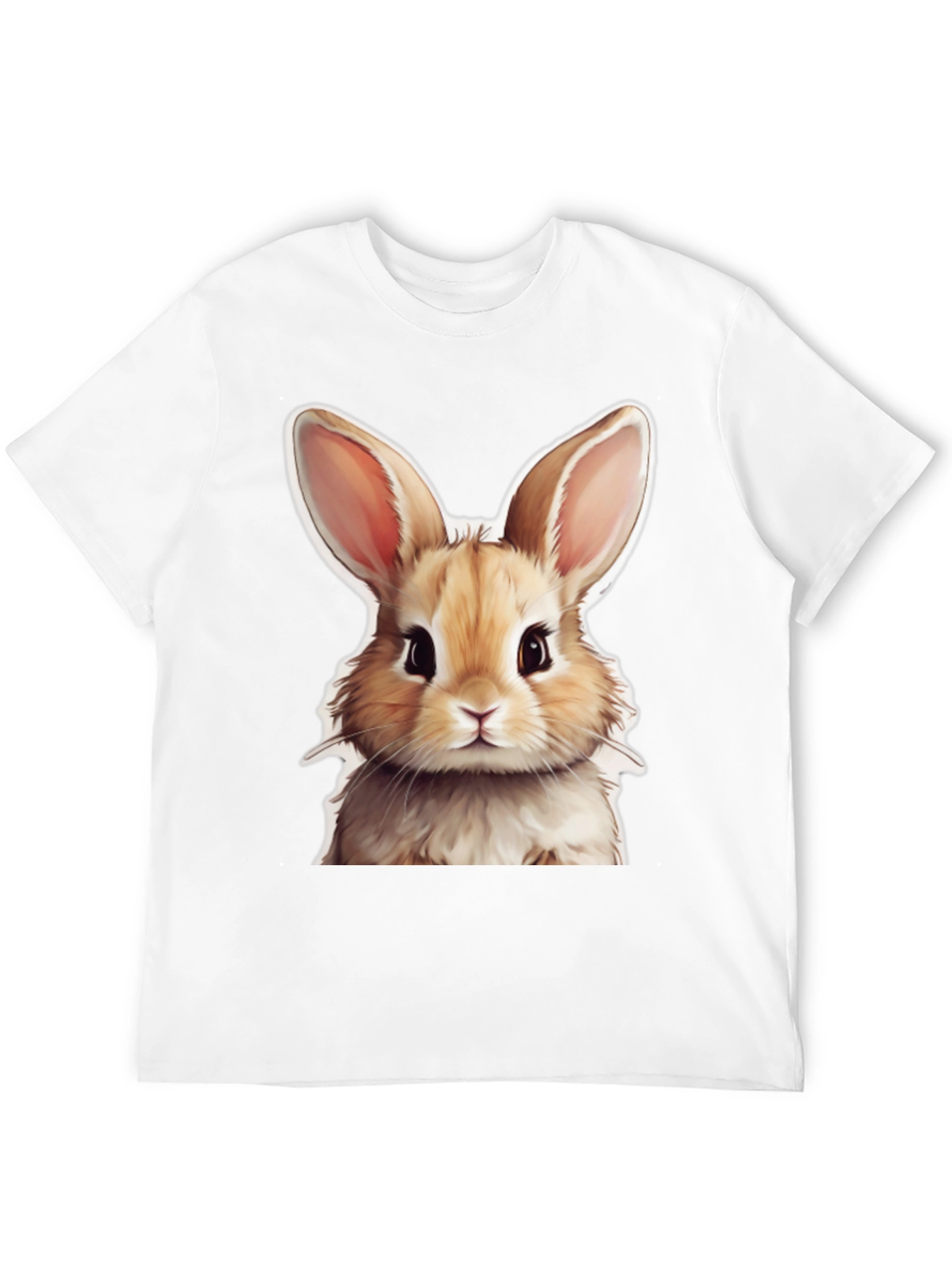 Cute Rabbit Graphic Tee - Black Cotton T-Shirt