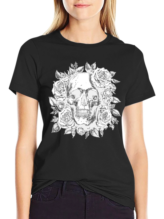 Skull & Roses Graphic Tee - Gothic Style