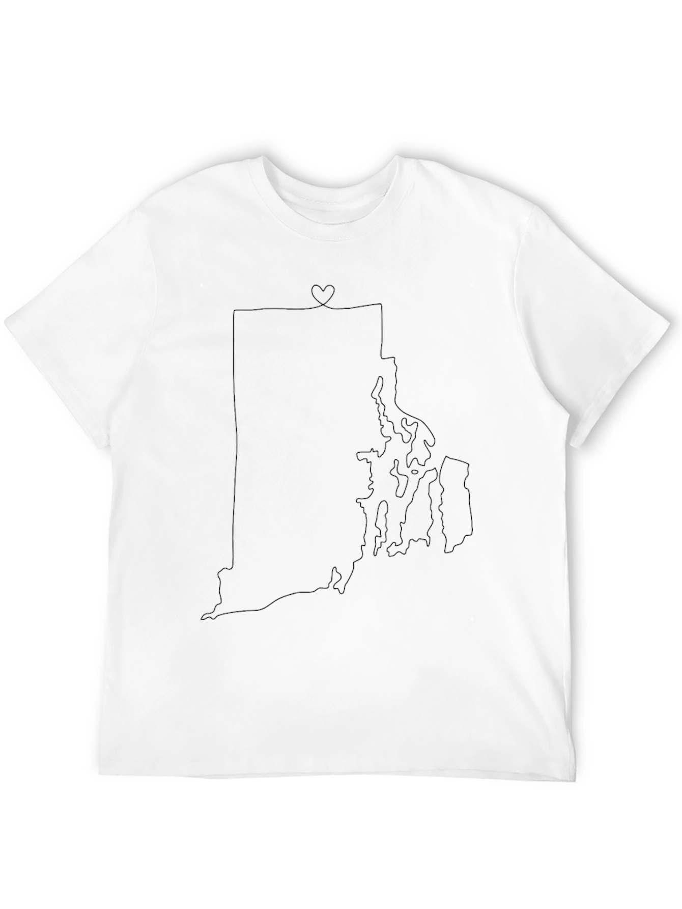 Rhode Island Outline Heart Tee - Black