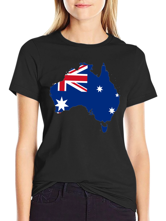 Australia Flag Map Black T-Shirt