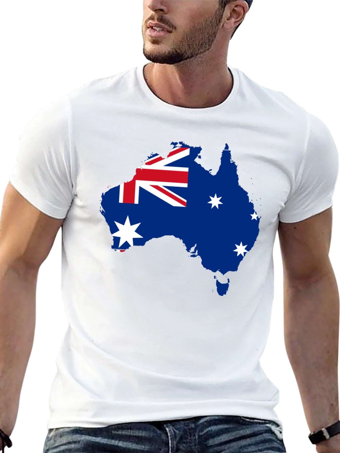 Australia Flag Map Black T-Shirt