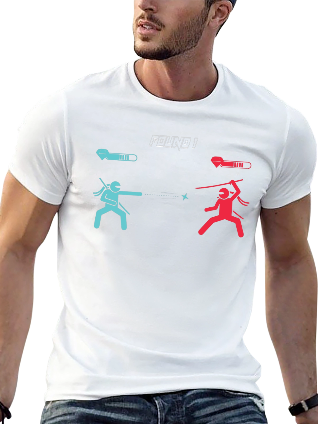Round 1 Black Graphic Tee: Ninja Duel