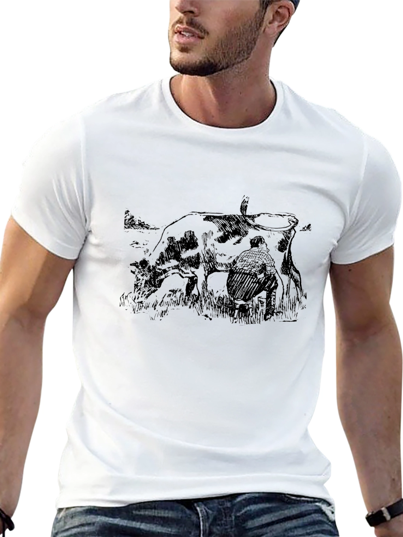 Cow Milking Graphic Tee - Classic Comfort