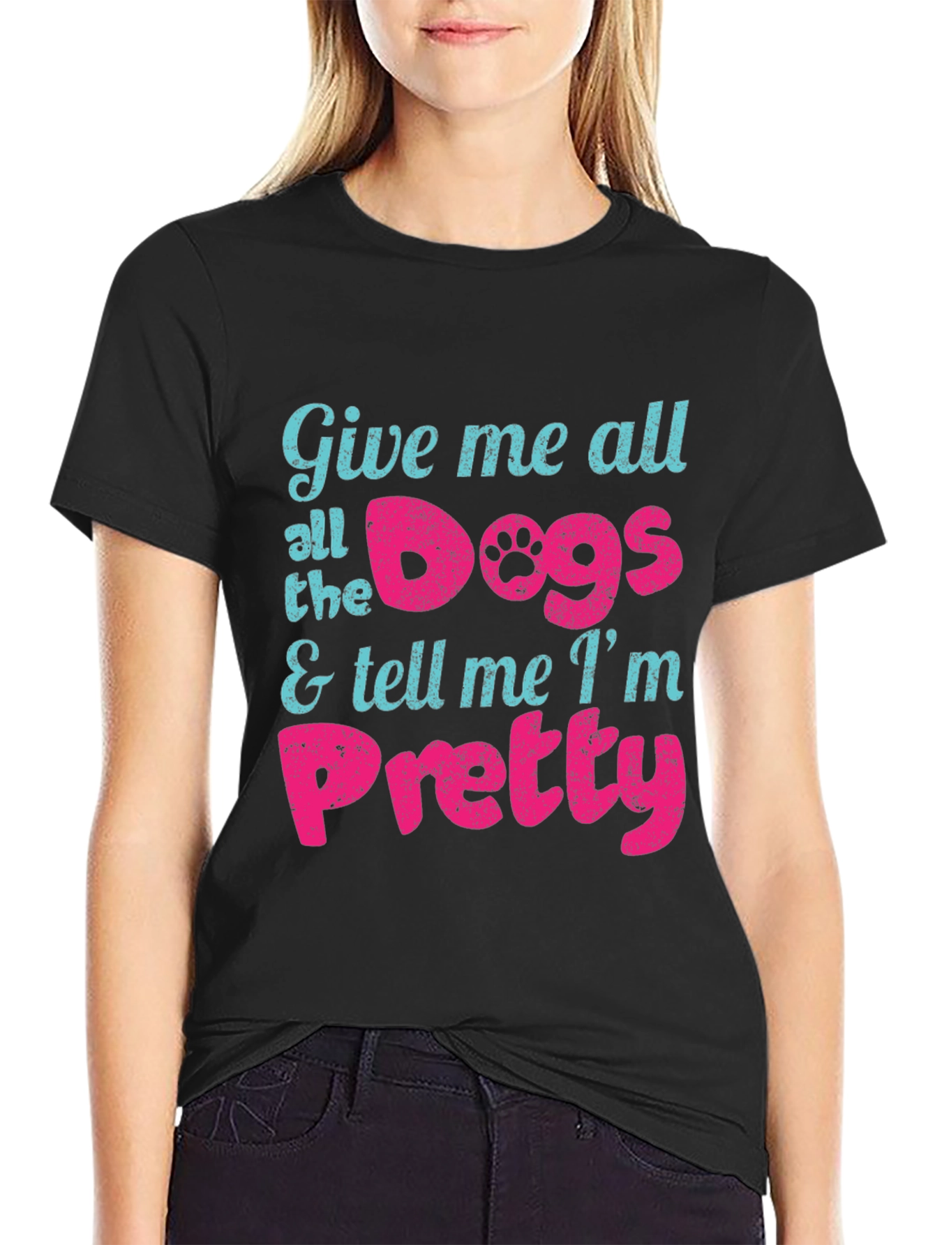 Give Me All the Dogs Mens Black T-Shirt