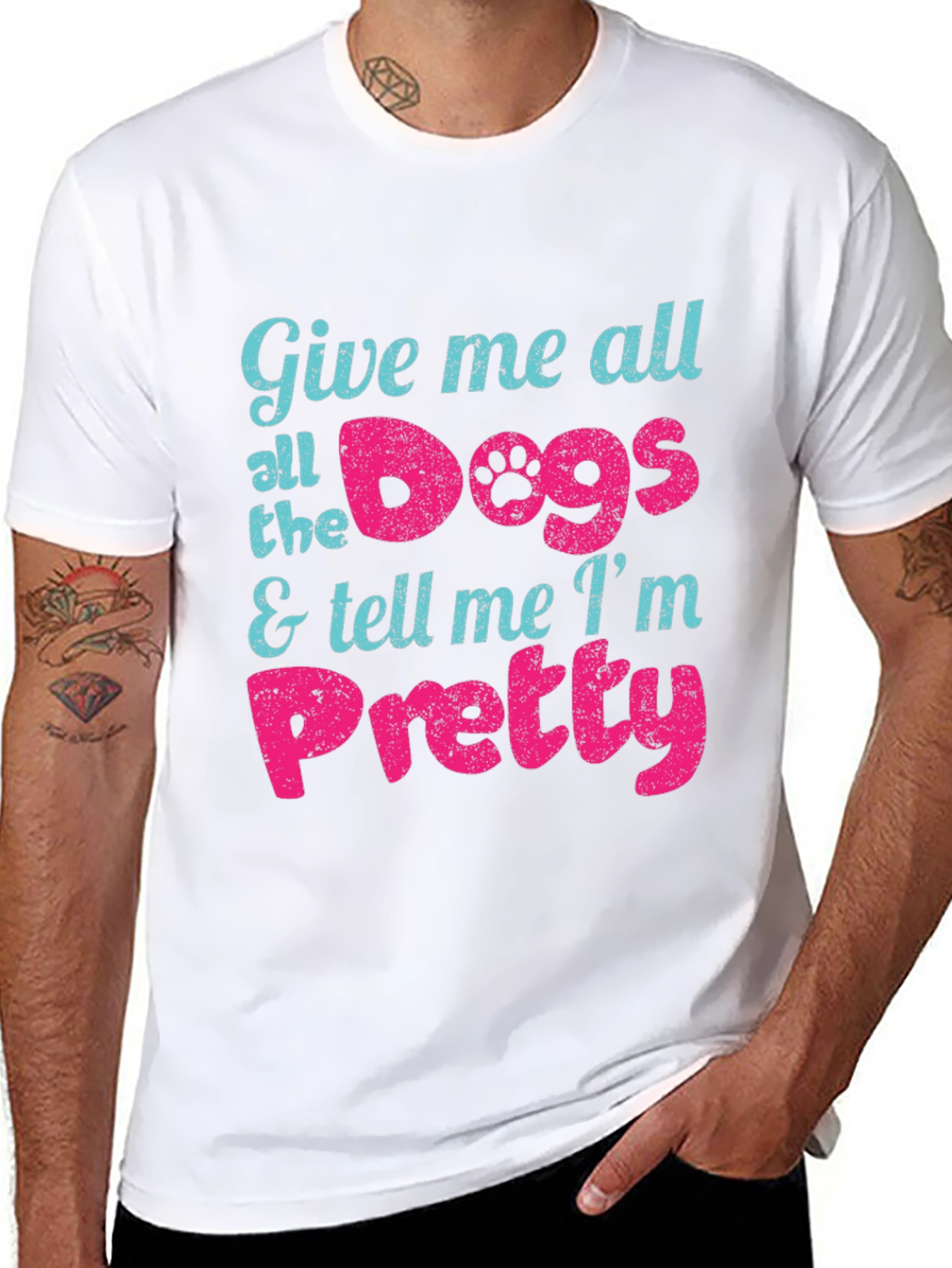 Give Me All the Dogs Mens Black T-Shirt