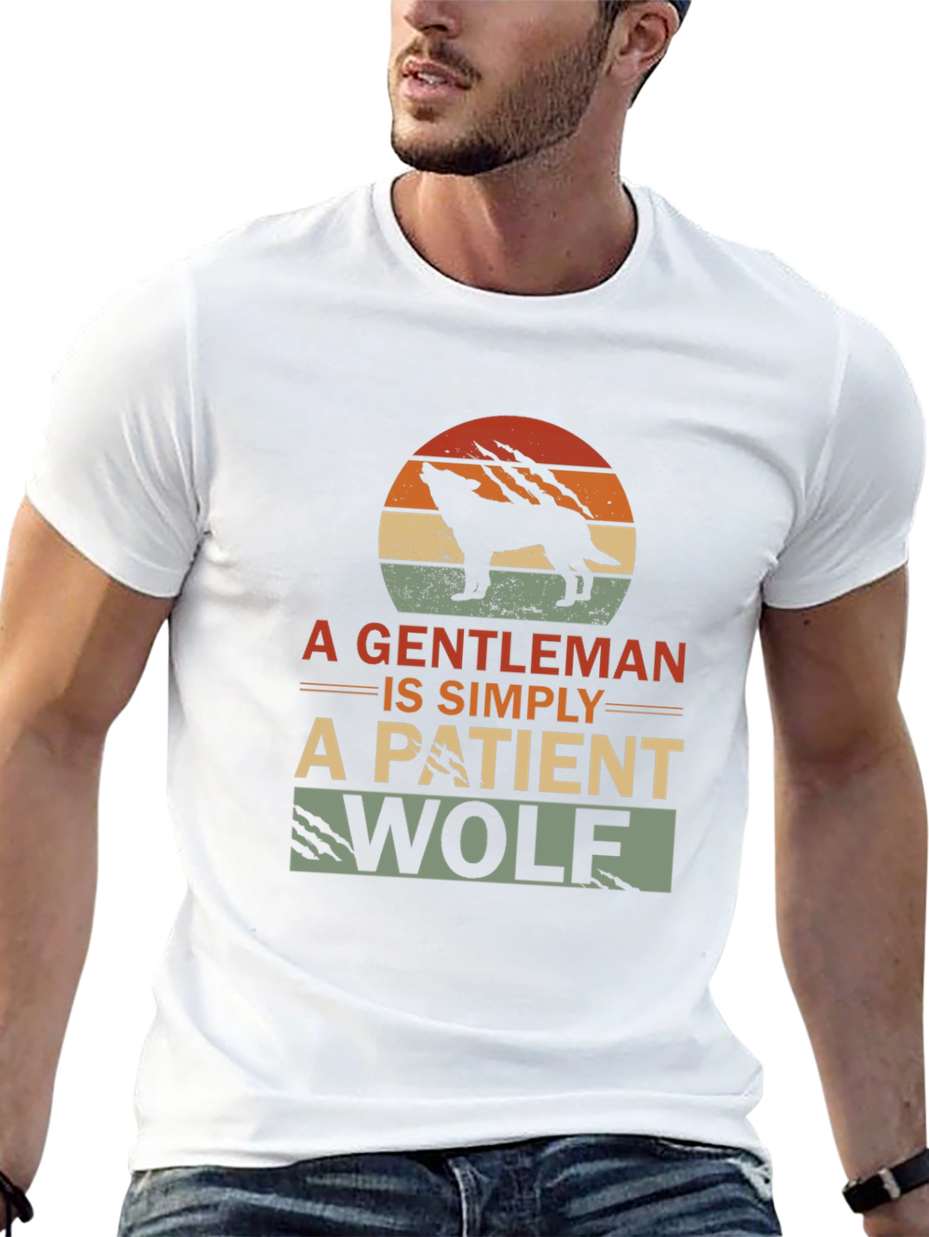 Gentleman Wolf Graphic T-Shirt - Black