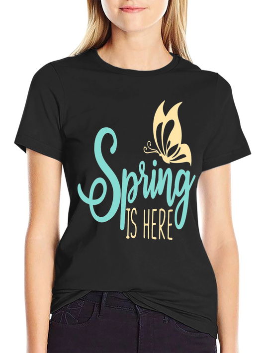 Spring is Here Graphic Tee - Butterfly Design
