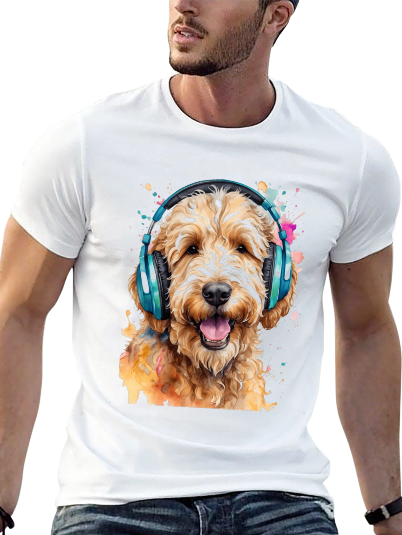Dog with Headphones Graphic Tee
